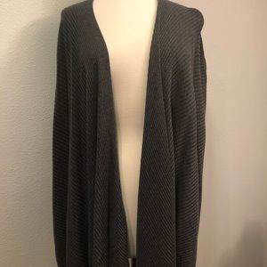 Eileen Fisher Gray Ribbed Waterfall Cardig…